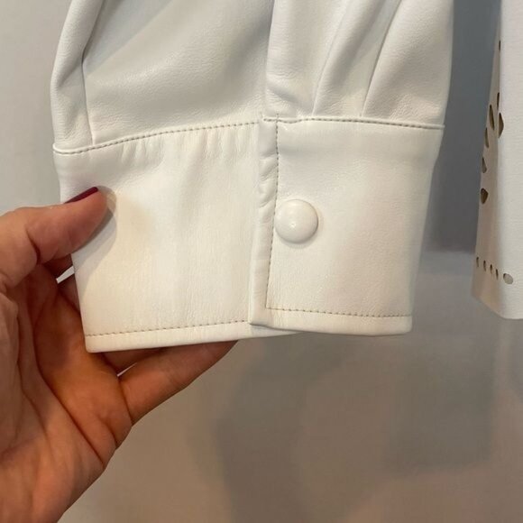 BB Dakota White Eyelet Faux Leather Button-Front Jacket XL - Picture 9 of 13